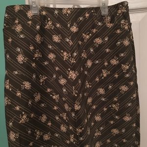 Ann Taylor Loft Green Floral Stripe Pencil Skirt 6